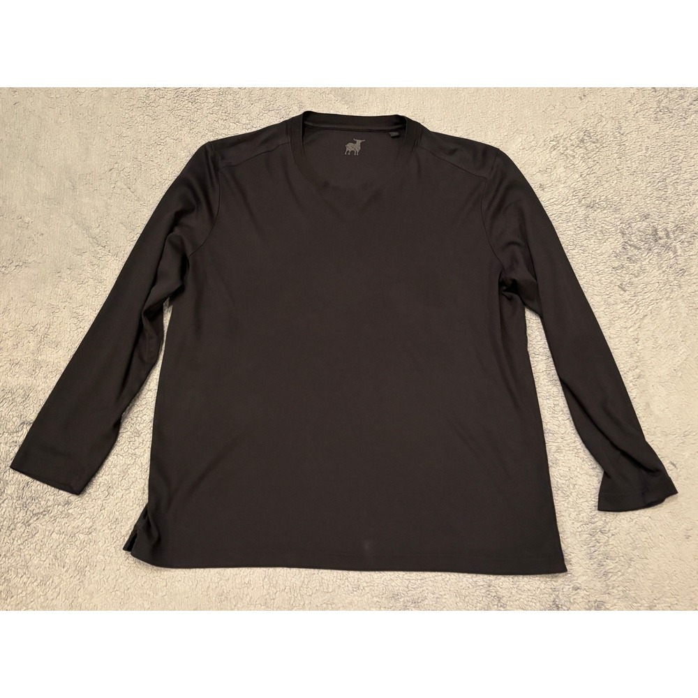 Raffi Mens Black 100% Cotton Long Sleeve V-Neck T-Shirt XL Base Layer Solid